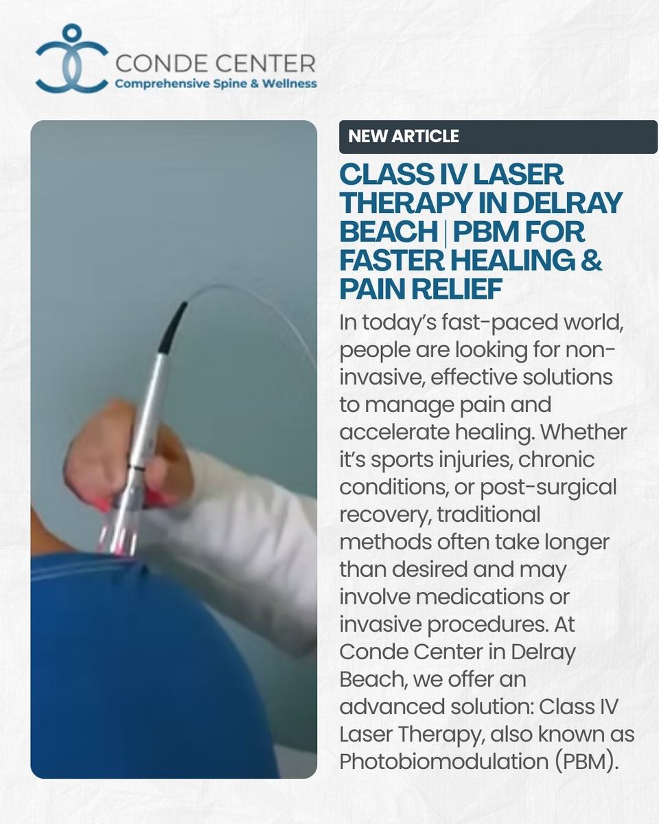 thecondecenter's tweet photo. Whether it’s a sports injury, chronic pain, or post-surgical recovery, traditional treatments can be slow or temporary.

Ready to speed up healing and get back to your life?

👉 Read the full article here: https://t.co/ALwDiA0IBl

#DelrayBeach #LaserTherapy #PBM #PainRelief https://t.co/zCFELciWPX
