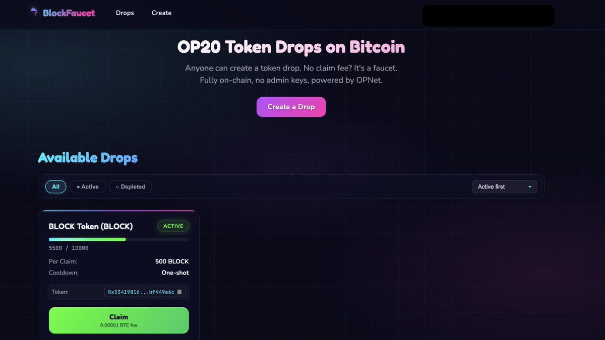 BlockPlexOpnet's tweet photo. Ok, so anybody now it's able to Create a Drop on BTC L1 with 
https://t.co/Eu47uuTO4q
Drop your token, without any need to dev a dapp, BlockFaucet is what you need.
Easy to setup, easy to manage, easy to monitor.
What else https://t.co/JlDAA7GHUT