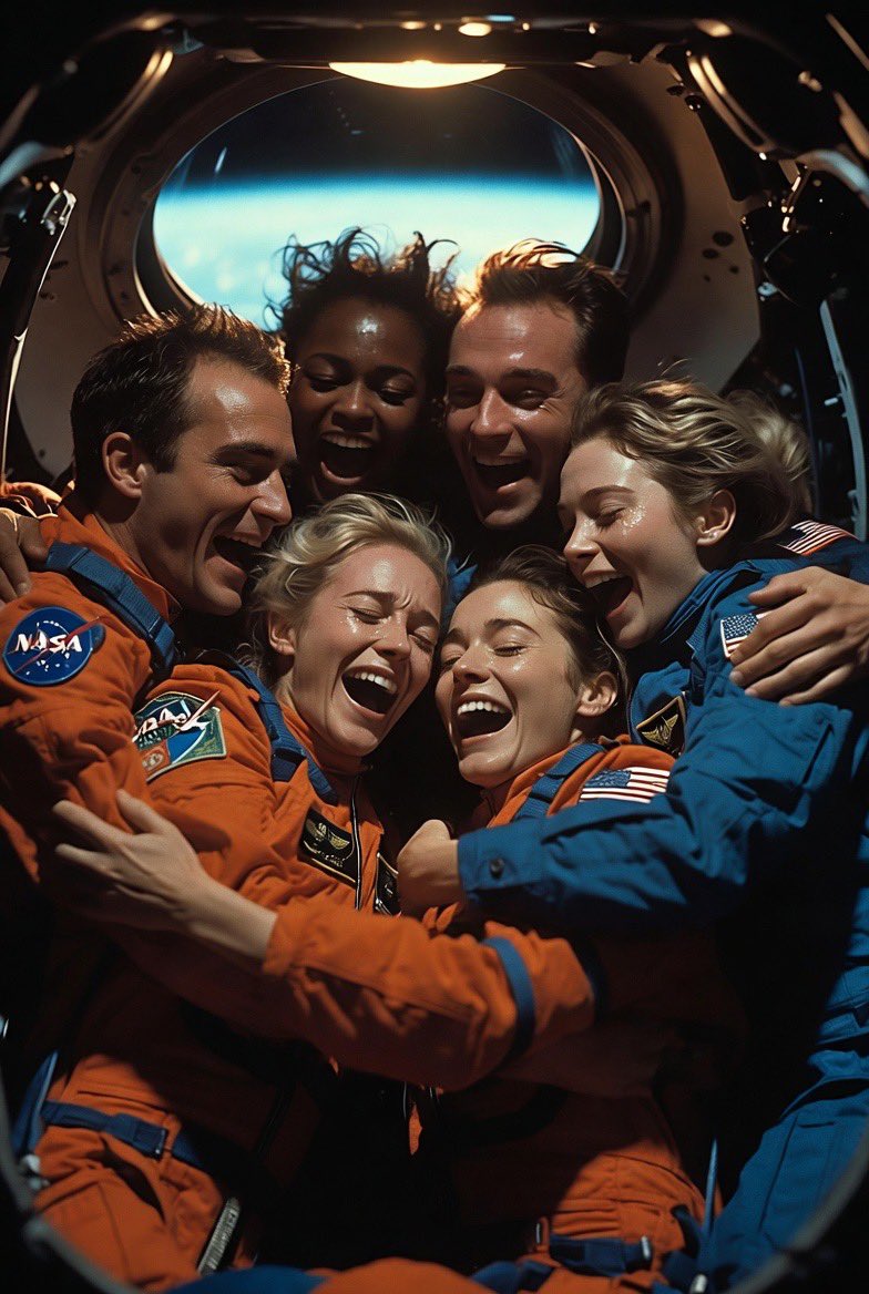 _ingeet_'s tweet photo. After breaking the Apollo distance record, the Artemis II crew shared an emotional group hug in the Orion capsule — pure human joy at pushing the boundaries of exploration farther than ever before. What a moment for humanity! 🚀❤️ #ArtemisII #MoonMission https://t.co/5ptZpyWA7a