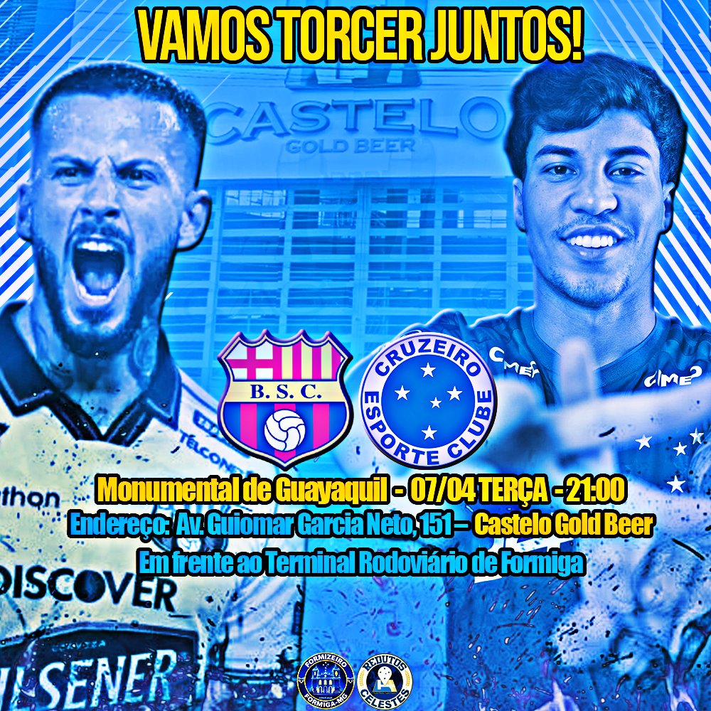 formizeiro's tweet photo. Amanhã tem Barcelona x Cruzeiro pela estreia na Liberta! 💙🦊

A torcida do Cruzeiro e todos os cruzeirenses estão convocados para assistir juntos no Castelo G Beer (ao lado da Rodoviária).
📢 Bora lotar o bar e apoiar o Cabuloso!
Mesmo de longe, a força da NA faz a diferença https://t.co/zCgaPBvbaV