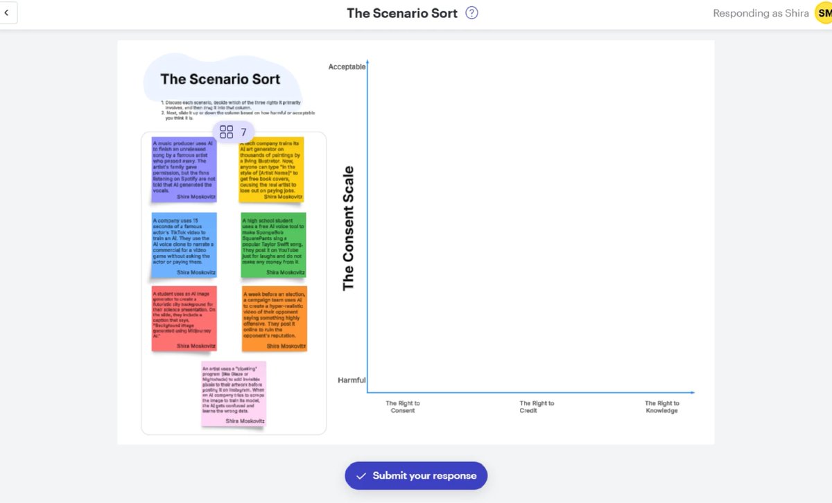 Lucid4Edu's tweet photo. How do you teach AI Ethics? Check out this brilliant workflow from the Lucid Community:

1️⃣ Map it: Plot scenarios on a "Consent Scale" 2️⃣ Debate it: Use breakout boards for "Committees" 3️⃣ Draft it: Create an AI Bill of Rights
Complexity ➡️ Clarity
https://t.co/9CELEOXZPJ https://t.co/NxbKVp2Bdd