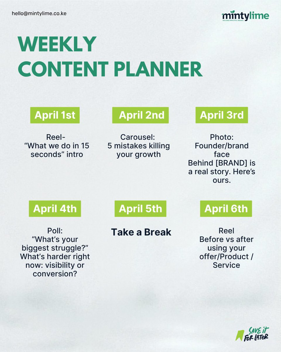 Nyandia_G's tweet image. Most people don’t need more content ideas.

They need a system.

We built a content calendar you can actually follow.

#contentstrategy #marketing #creators #growth #branding