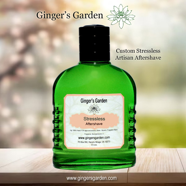 Custom Green Glass Aftershave with a Stressless fragrance. This aftershave is made with aloe &amp; witch hazel. Formulated for all skin types as it's hydrating, soothing, and refreshing. I have many other fragrances and essential oil blends.

gingersgarden.com/gingers-garden…