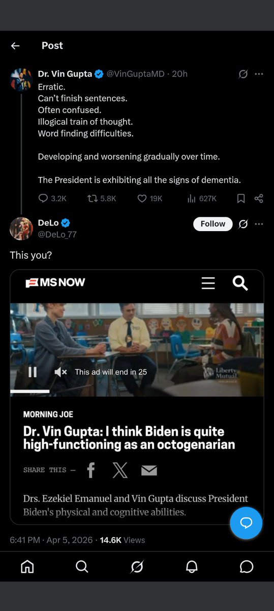 Reason why you listen to no doctor online who's more interested in politics than being a doctor. Exhibit A: