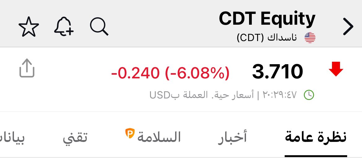 $CDT السهم في قاع تاريخي 👌👍🌹💵⬆️عدده قليل ريشة ، قرار البيع والشراء قرارك وحدك 👍