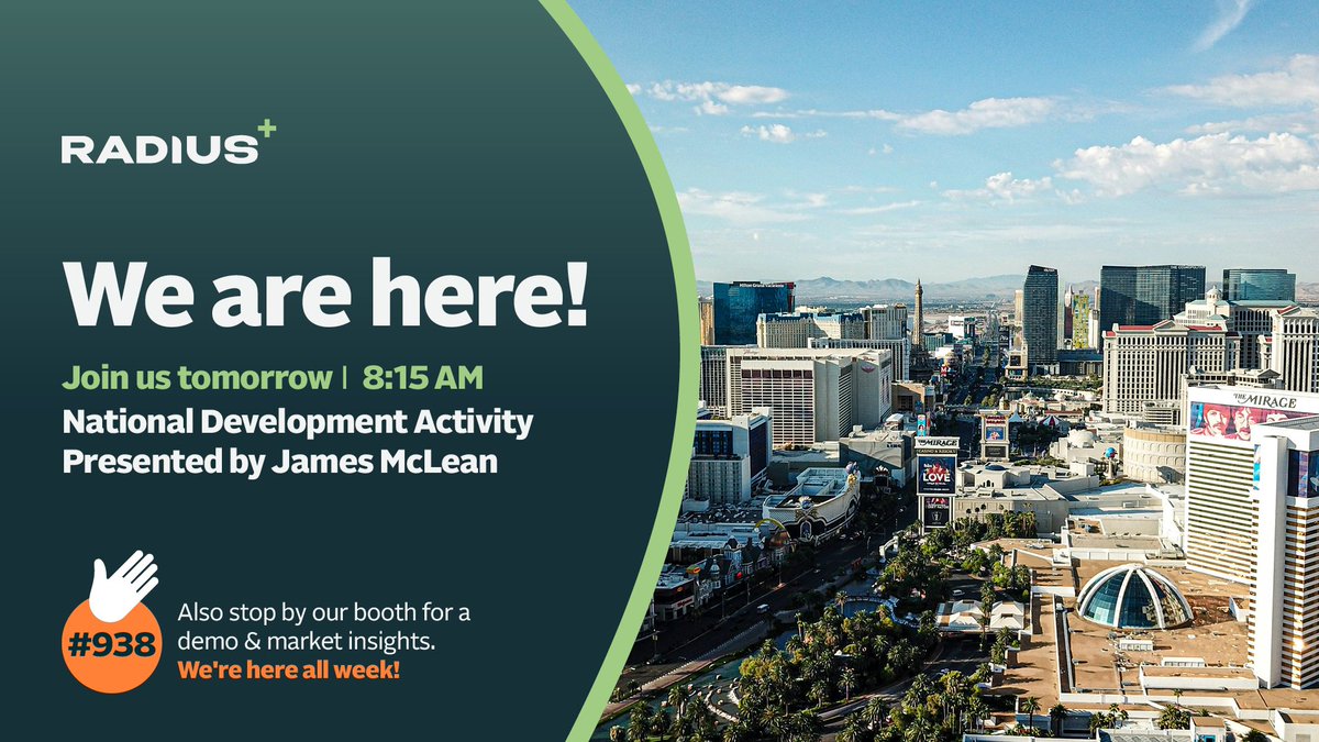 radius_plus's tweet image. Vegas, we’re here! 📍👋

Join James McLean tomorrow at 8:15 AM for a deep dive into National Development Activity. 📈

Rest of the week? Find us at Booth #938 for live demos and market insights!

#ISS2026 #NationalDevelopment #Vegas #BusinessGrowth #Networking