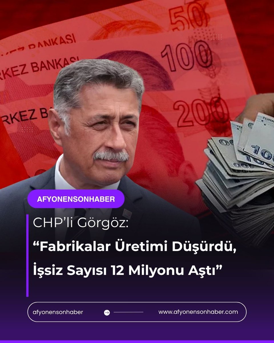 CHP’li Görgöz: “Fabrikalar Üretimi Düşürdü, İşsiz Sayısı 12 Milyonu Aştı” afyonensonhaber.com/chpli-gorgoz-f… <a href="/Yalcingg/">Yalçın Görgöz</a>