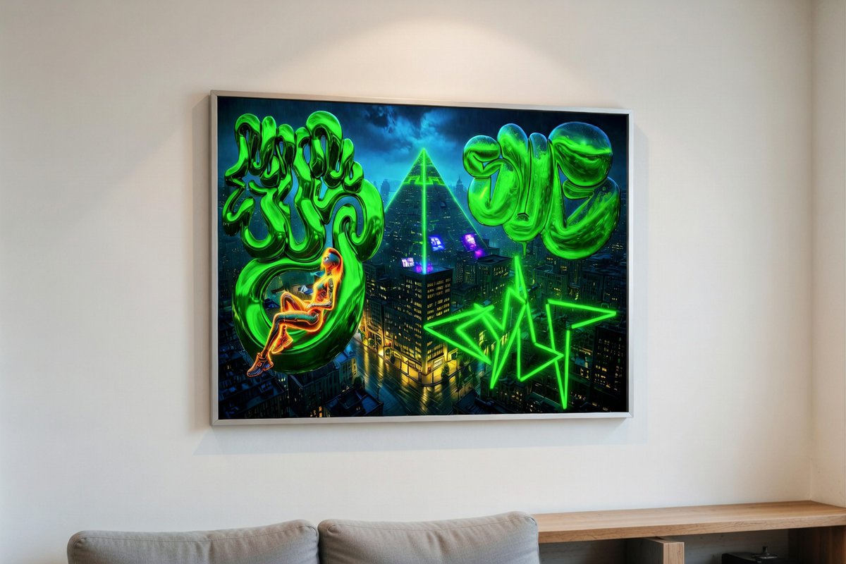 gawsrap's tweet photo. Wall art by me. Tags: Graffiti, cyberpunk, hip-hop https://t.co/PS4dEYjgf0
