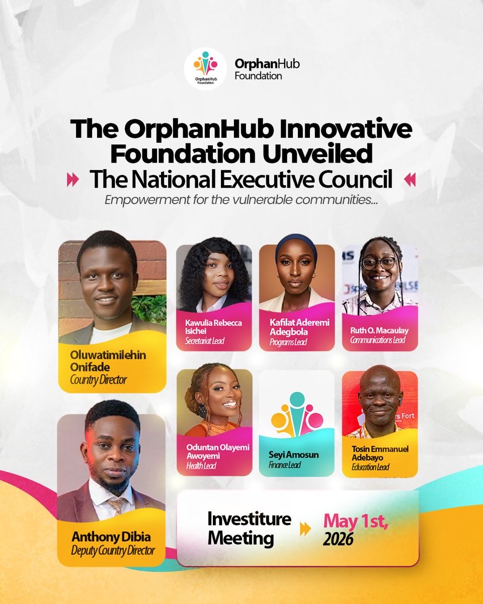 Orphanhuborg's tweet photo. The OrphanHub Innovative Foundation National Executive Council (Nigeria Chapter) has officially been inaugurated; a bold step towards strengthening leadership, expanding our impact, and accelerating digital inclusion across Nigeria and Africa. https://t.co/jzMbZg7wBX