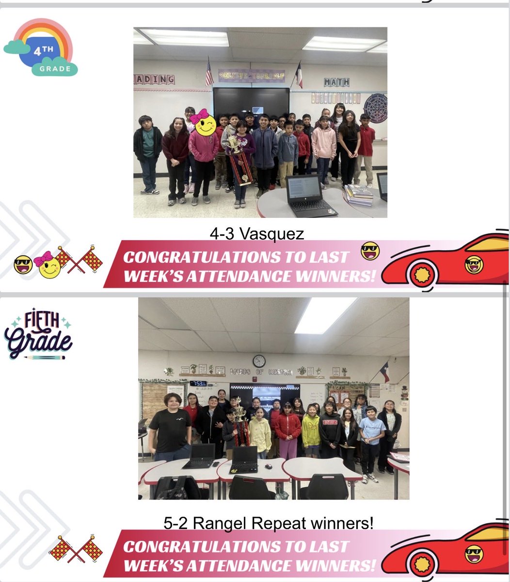 Congratulations to this week’s attendance winners 🙌🏼🥳 <a href="/VHESCrusaders/">Vista Hills Elementary</a> shout out to Ms. Rochin’s class for having 100% attendance 3 weeks in a row! 🤩