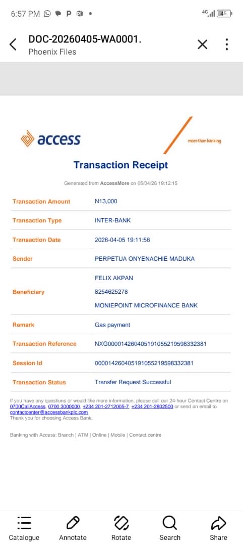 ML_FIGO's tweet photo. My mom mistakenly transferred ₦13,000 to the wrong Moniepoint account (Felix Akpan-8254625278) on 05/04/2026 at 19:11 while trying to buy gas. She’s not phone-savvy and is very sad about it.Moniepoint please reverse it urgently.@Moniepoint @NigeriaPolice
Payment receipt attached https://t.co/PdbgEKcc5b