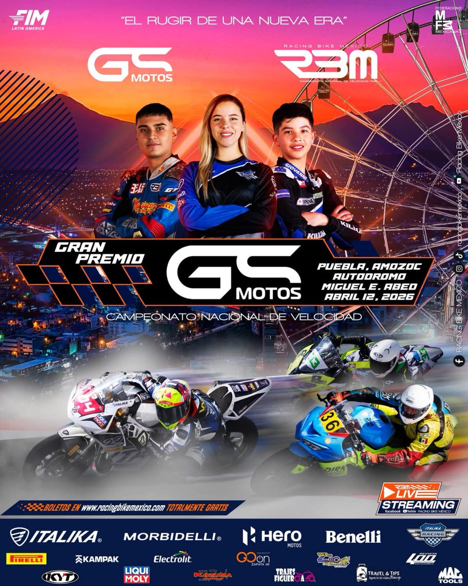 Primer destino ¡¡Puebla!! 🏁

Alisten los motores 💨🔥
El inicio de está temporada 2026 ya tiene fecha y sede.

#racingbikeméxico #italikaracing #heromoto #race
#360Entertainment #Cartelera360