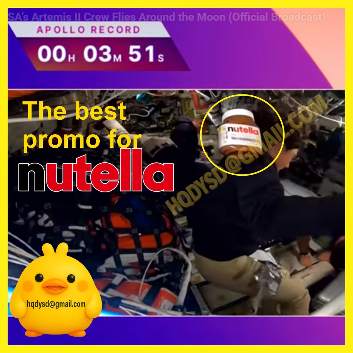 hqdysd's tweet photo. @NutellaUSA  nutella just got the best promo OUT OF THIS WORLD, live 248,834 miles always from earth. Congratulation #nutella EVEN IN SPACE IS GREAT TO HAVE IT.

@ferrerorocherusa @nutella_usa https://t.co/iytmNA2BVu