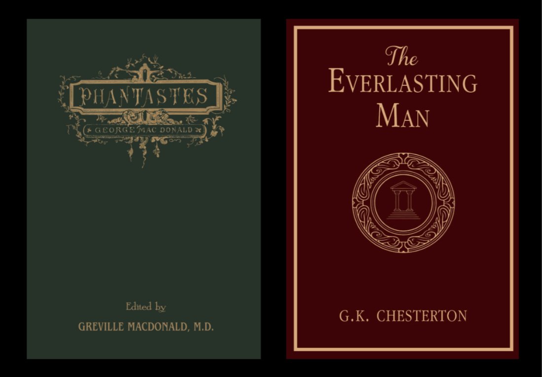 DavidJack1824's tweet photo. The top 2 books on C S Lewis' list of 10 that most influenced him! : George MacDonald's Phantastes and G K Chesterton's The Everlasting Man. Our beautiful vintage-style editions are available here: https://t.co/VLuqpo6Up0 and here: https://t.co/swj9Oa8bNE https://t.co/1AZkNjC42a