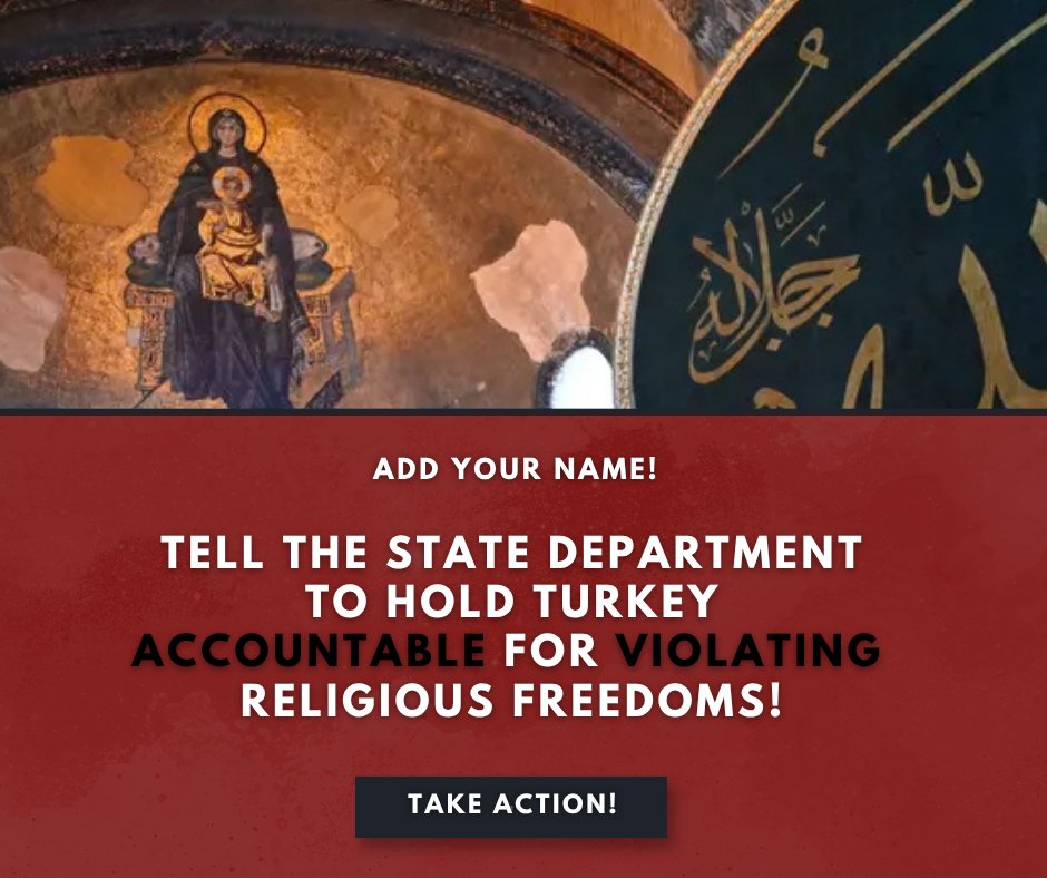 HellenicLeaders's tweet image. Once again, @USCIRF is calling on @StateDept to put #Turkey on its Special Watch List for engaging in systematic and ongoing SEVERE violations of religious freedom.

Add your name today and urge the State Department to take action: hellenicleaders.salsalabs.org/religiousfreed…