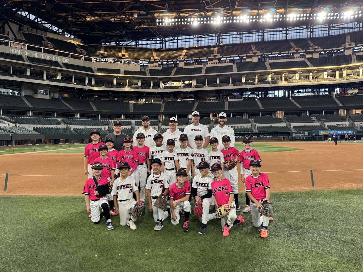 TeamSteelNTL's tweet photo. Memories that will last a lifetime! Our Team Steel Texas 9U Black and Pink teams had the incredible opportunity last month to play a game on the field at Globe Life Park, home of the Texas Rangers! ⚾️👏 https://t.co/YFpxxt1swC