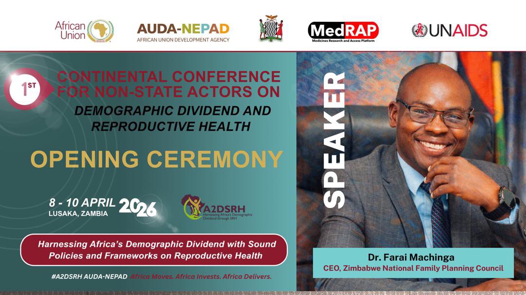 NEPAD_Agency's tweet photo. Meet the leaders shaping Africa's reproductive health agenda at the 1st Continental Conference for Non-State Actors. 📍 Lusaka | 8–10 April 2026 #LusakaConference2026 #A2DSRH
 
In 48 hours, Lusaka becomes the continent's convening point for reproductive health and demographic dividend action.  The 1st Continental Conference for Non-State Actors on Demographic Dividend and Reproductive Health convenes from 8 to 10 April 2026 – bringing together a powerful coalition of leaders at its opening ceremony.  From heads of government agencies and ministers of state to faith leaders, family planning advocates, and civil society voices across all six African Union regions – these are the people who will set the agenda for Africa's next generation.  Tag a colleague who should be part of this conversation. RH Counts: Invest. Act. Deliver.
 
#A2DSRH #LusakaConference2026 #DemographicDividend #RHCounts #HCID #AUDANEPAD #AGENDA2063 @AUDA_NEPAD @_AfricanUnion @UNAIDS @UNFPA @MedRAP @mohzambia @nardosbthomas @CPA_Secretariat @s_chikunga @ZNFPCOfficial