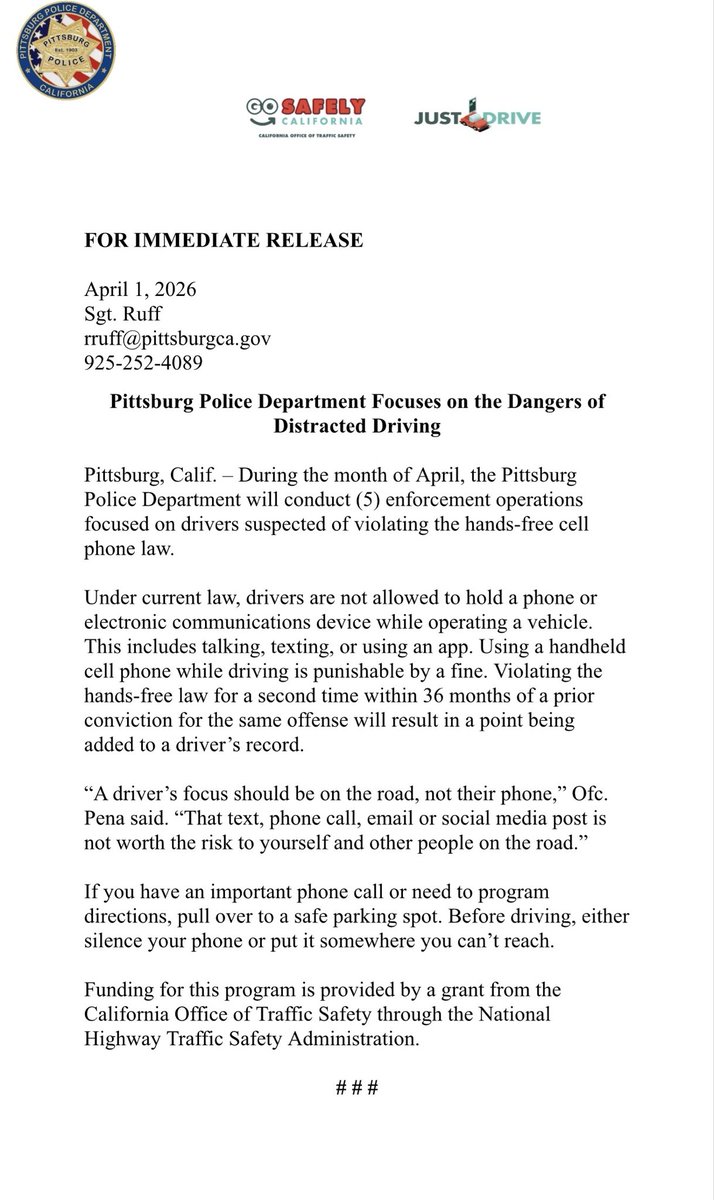 PittsburgPD's tweet photo. Press Release - Distracted Driving https://t.co/D5NclaHWst