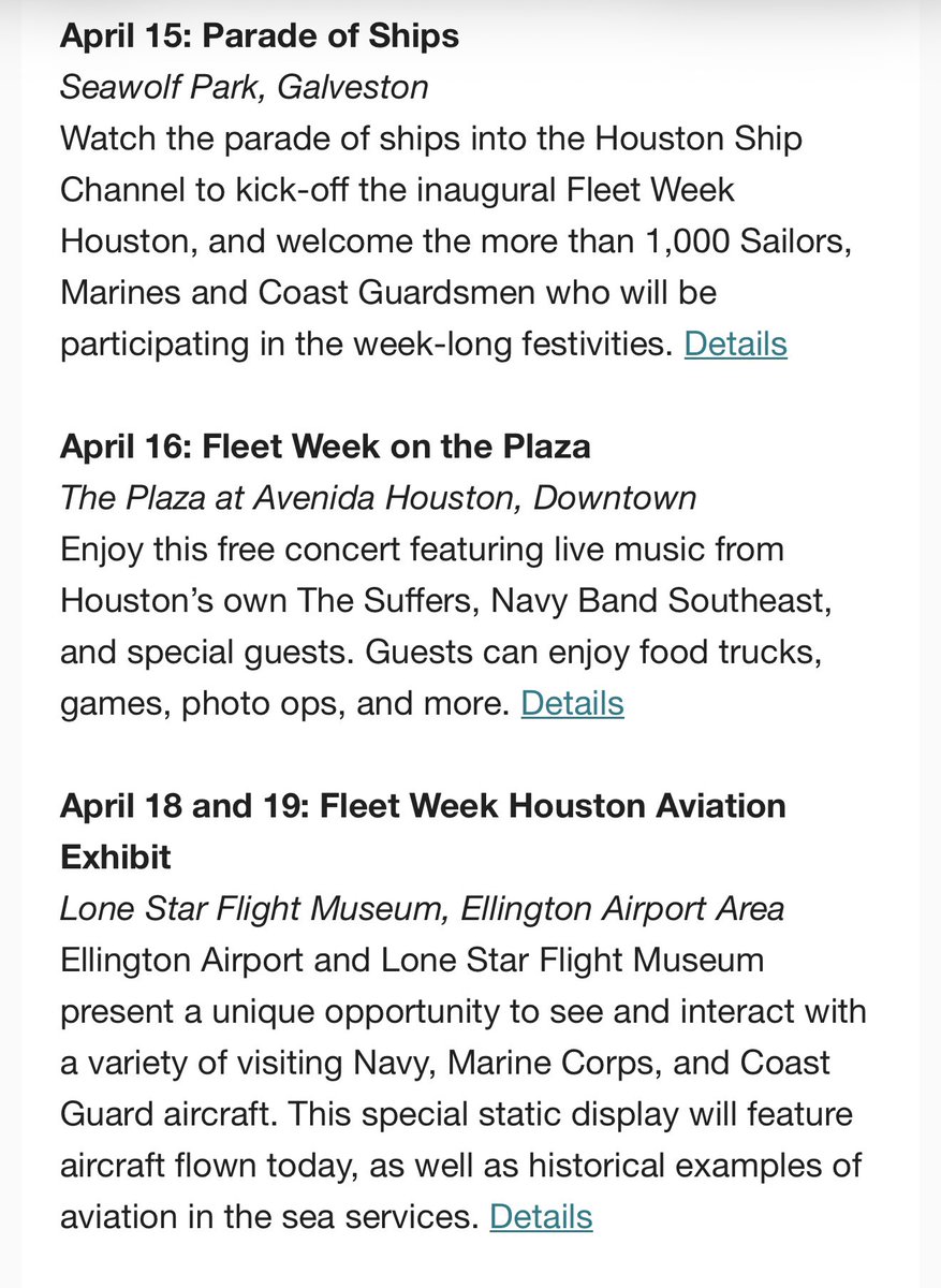 theshellbelle's tweet image. Fleet week schedule is out! 🫡

fleetweekhouston.com
#Houston #Navy