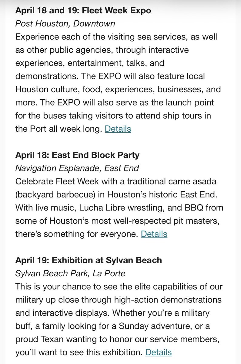 theshellbelle's tweet image. Fleet week schedule is out! 🫡

fleetweekhouston.com
#Houston #Navy