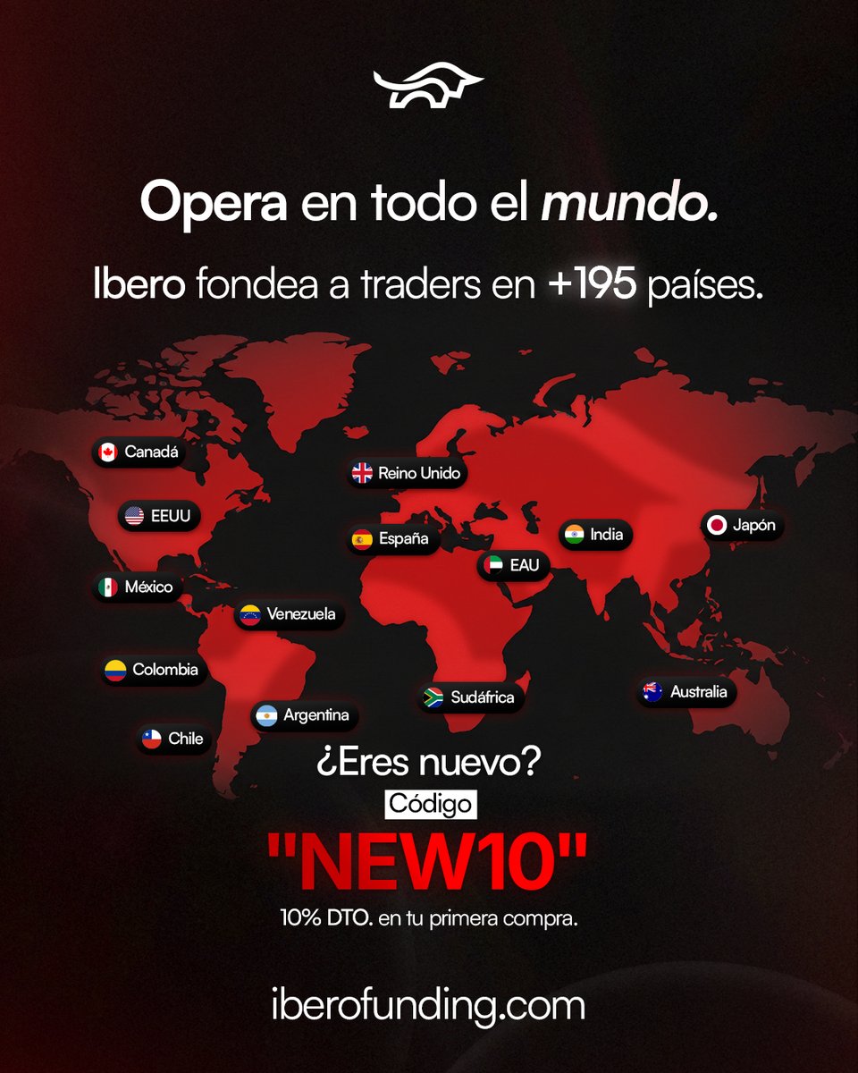 IberoFund's tweet photo. No importa dónde estés.
Importa cómo operas.

En Ibero fondeamos traders en más de 195 países.

Opera desde cualquier país con acceso a capital y un sistema diseñado para que puedas crecer.

Empieza hoy con un 10% de descuento usando: "NEW10"

#propfirm #trading #funded #forex https://t.co/6TY58RK1iz