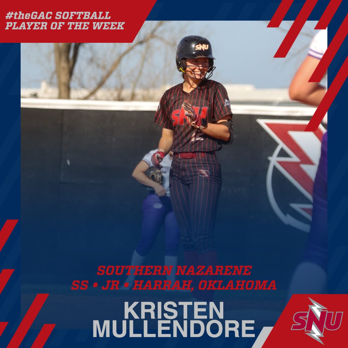 GACAthletics's tweet photo. #theGAC 🥎 WEEK TEN AWARDS
Player - Kristen Mullendore, SS, @SNUSoftball
Pitcher - Emily Richarde, RHP @ATUSoftball https://t.co/dCEnxdr3On