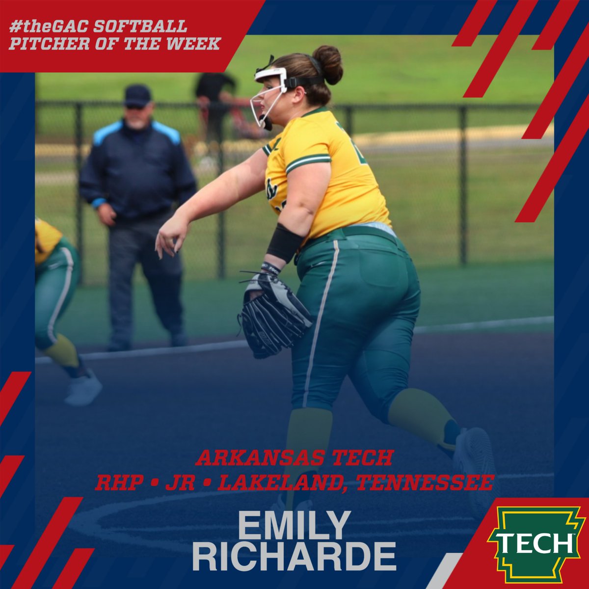 GACAthletics's tweet photo. #theGAC 🥎 WEEK TEN AWARDS
Player - Kristen Mullendore, SS, @SNUSoftball
Pitcher - Emily Richarde, RHP @ATUSoftball https://t.co/dCEnxdr3On