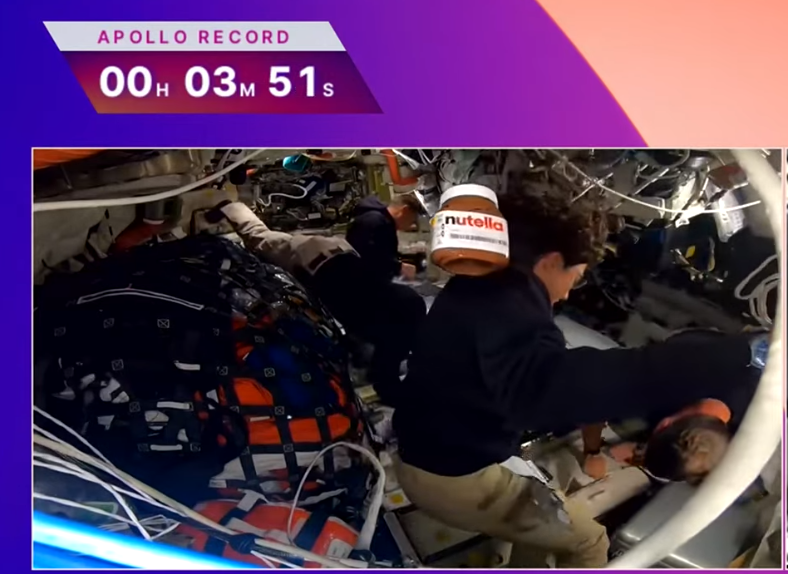 mortimerX's tweet photo. Currently in lunar orbit: 
American astronauts - 3 
Canadian astronaut - 1 
Nutella - 1 jar (but not certain)
@NASA @Nutella_Italia @NutellaUSA #ArtemisII https://t.co/K6q5RMvlRT