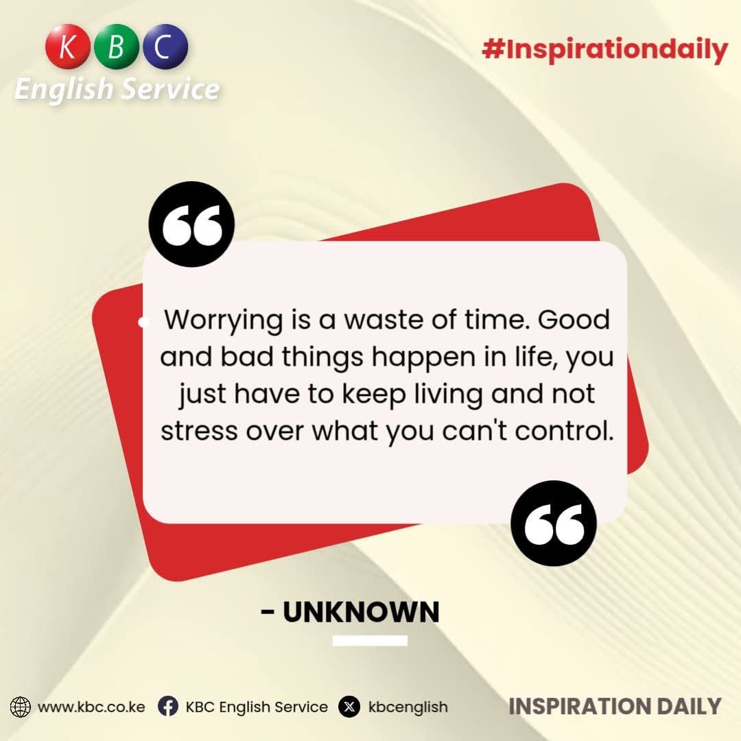 kbcenglish's tweet image. "Worrying is a waste of time. Good and bad things happen in life, you just have to keep living and not stress over what you can't control." 
#InspirationDaily ^RN