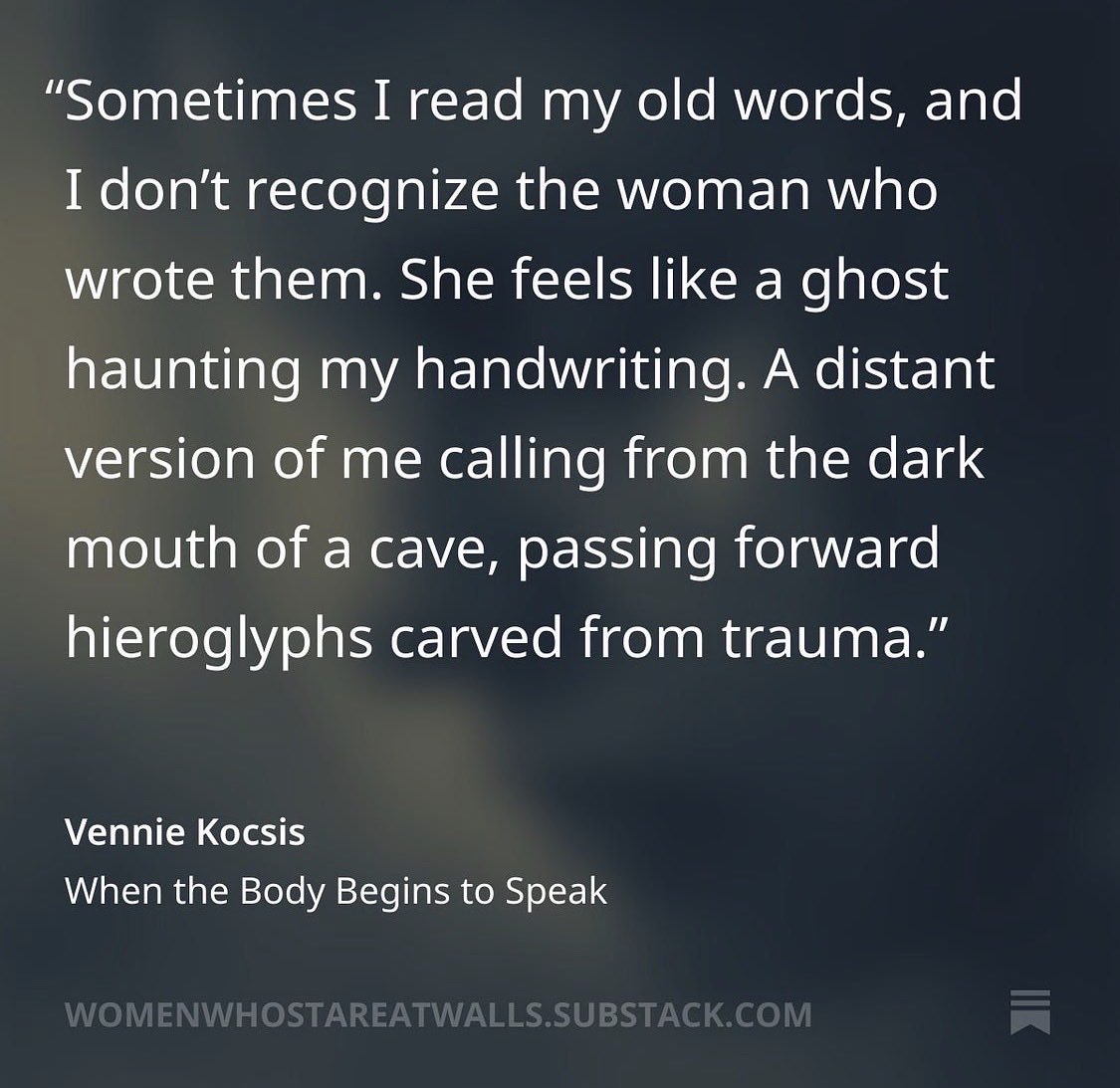 VennieKocsis's tweet image. ★WHEN THE BODY BEGINS TO SPEAK 

more… open.substack.com/pub/womenwhost…

#MondayBlogs #substack