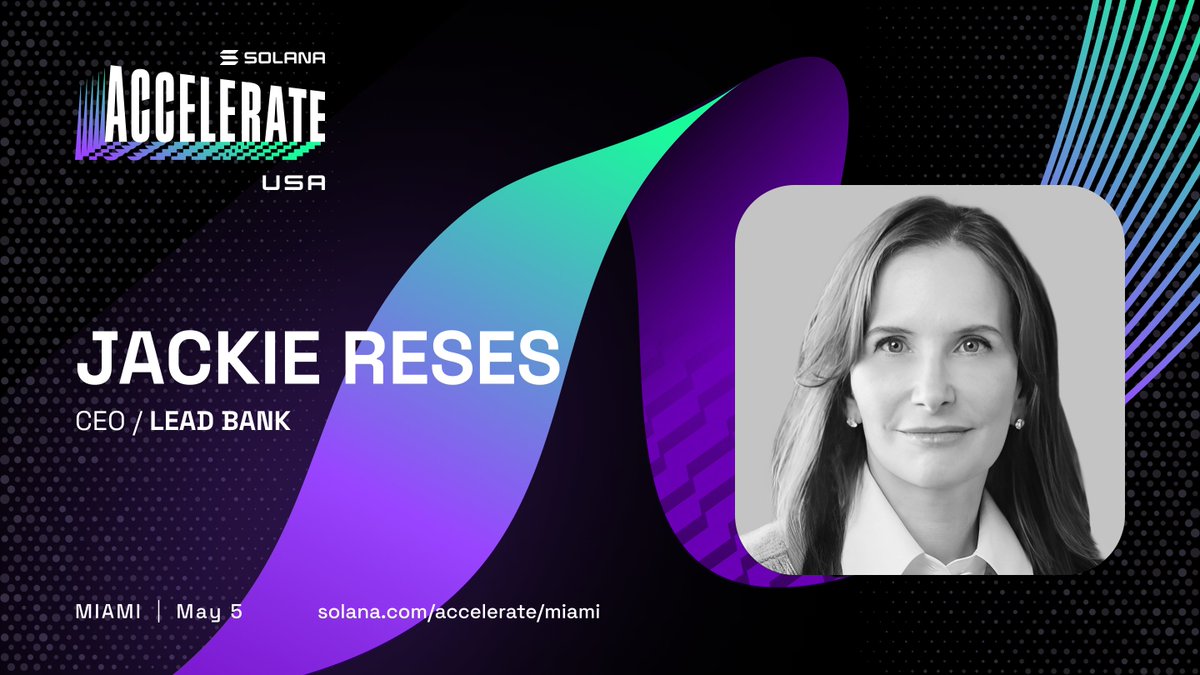 SolanaEvents's tweet photo. || Speaker Announcement ||

@Lead_Bank is leading the charge to design a banking layer fit for the future of finance. 

Join us on May 5th in Miami to learn more as CEO @jackiereses takes the stage to speak at @solana Accelerate USA. https://t.co/I1jnNDSXJZ