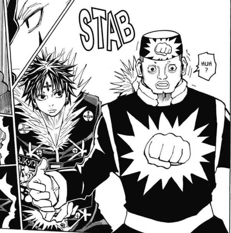 when I first read this I thought  chrollo punched a hole through the referee’s stomach