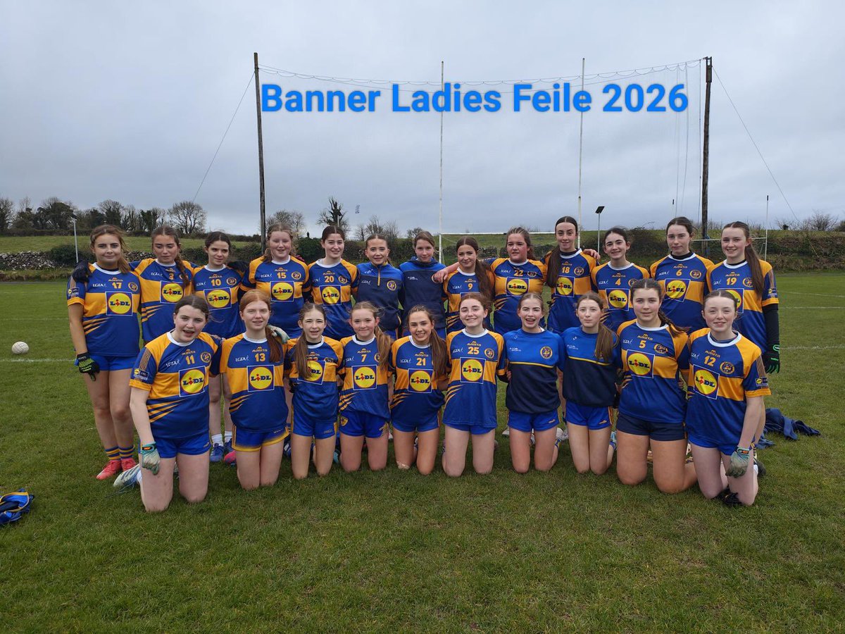 BannerGAAEnnis's tweet photo. 🟡🔵 Well done to the @banner_ladies Feile u15s reaching the u15B Feile county final today. 
Wins over Kilrush &amp; Doonbeg qualified the girls for the final then narrowly beaten by 4 points in a thrilling final v Clarecastle . 
Well done to all the girls . 👏👏🟡🔵 https://t.co/Iq0lubBjuj