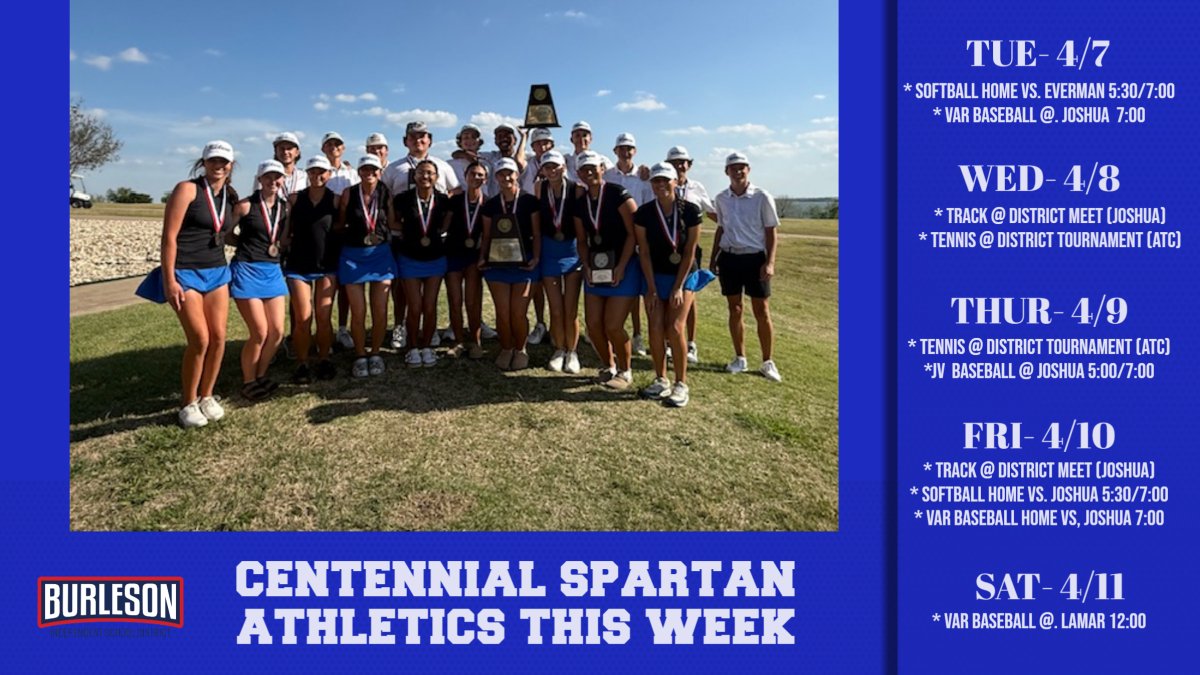 Post Season is upon you Spartans...SEIZE THE MOMENT!  Congratulations to golf on your district titles.  Good Luck to Tennis and Track in their district meets while Baseball and Softball fight for the title!
