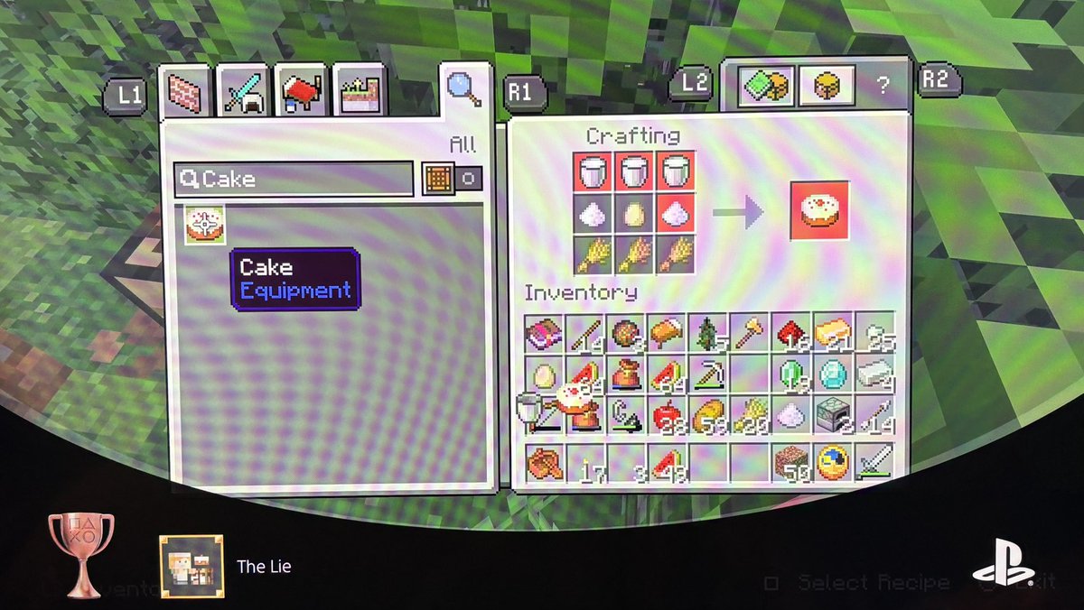 Hari2Matthew's tweet photo. #Minecraft #PlayStationTrophy 🏆 The Lie Bake a Cake using wheat, Sugar, milk and eggs! Bronze #PSScreenshot #PS5Share https://t.co/Wy2euzsNiW