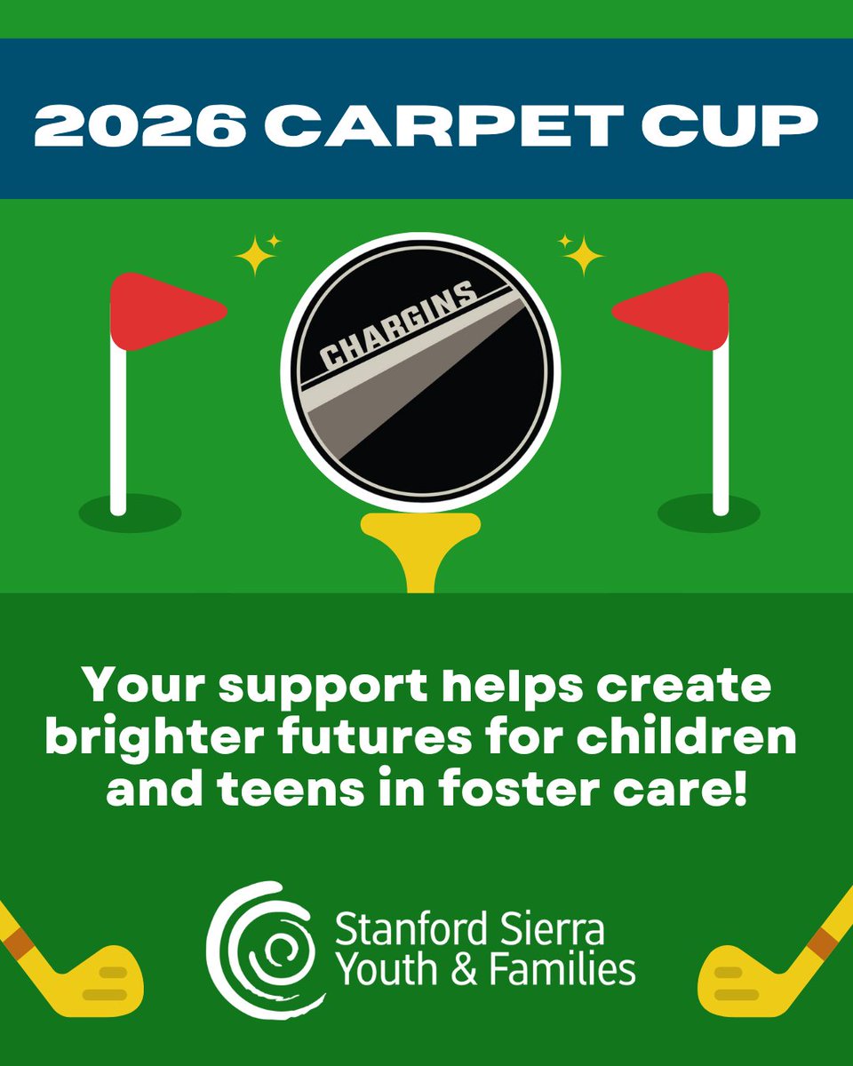 StanfordSierra1's tweet image. Get your putters ready and join us for Chargin's #CarpetCup on Thursday, April 9th! Play a round for just $20, every dollar goes directly to supporting the youth and families we serve. Celebrate Masters Week with a big impact!

#Chargins #CommunitySupport #MastersWeek