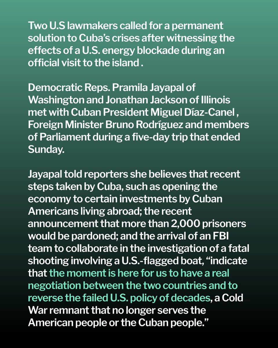 Now is the time for us to reverse the U.S. government’s policies that no longer serve the American people or the Cuban people, starting with ending the illegal U.S. fuel blockade.