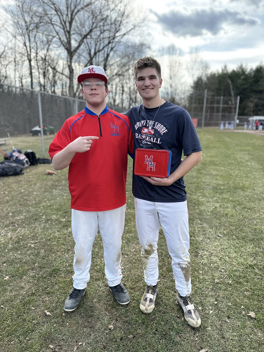 coachbiehler's tweet photo. Congrats to the 1st pair of JV Baseball Blue Collar Lunch Box earners. Ryan Dillenbeck and Andrew Palmer are great leaders on the team and take care of business both on and off the field. Looking forward to a great season! @Maphillbaseball @SchodackCSD @MH_Athletics https://t.co/db1vVoqPnv