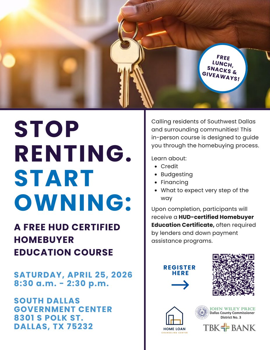 DCHHS's tweet image. 📣Are you ready to trade your monthly rent check for a mortgage that builds your future? 🏠Join us for this great event and get the tools you need to make the leap from tenant to homeowner!
✅Sign up here: bit.ly/4sVmOlF

#home #Homebuying #homeownership