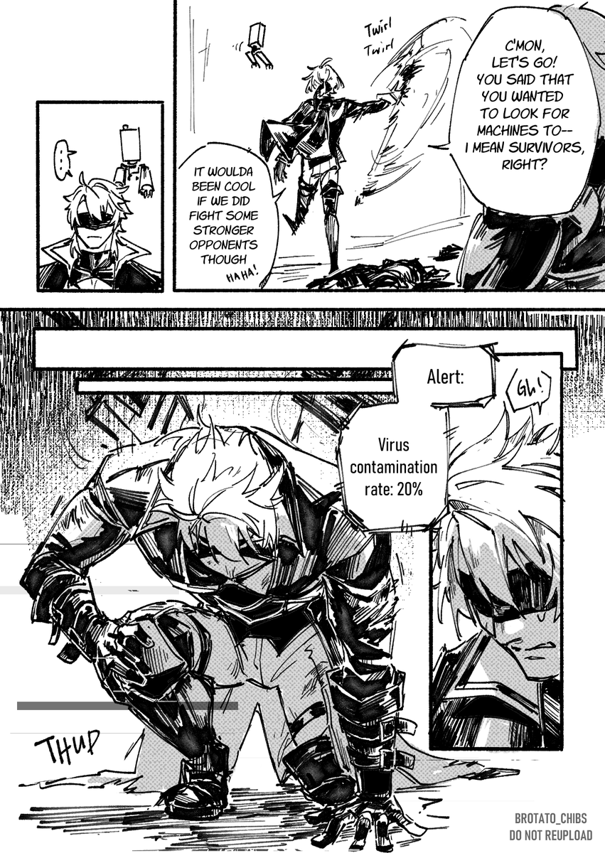 Brotato_Chibs's tweet photo. self indulgent  NieR Automata AU with tiny tiny amount of Varhen  🤤

(1/4) https://t.co/t8rWTI51Xp