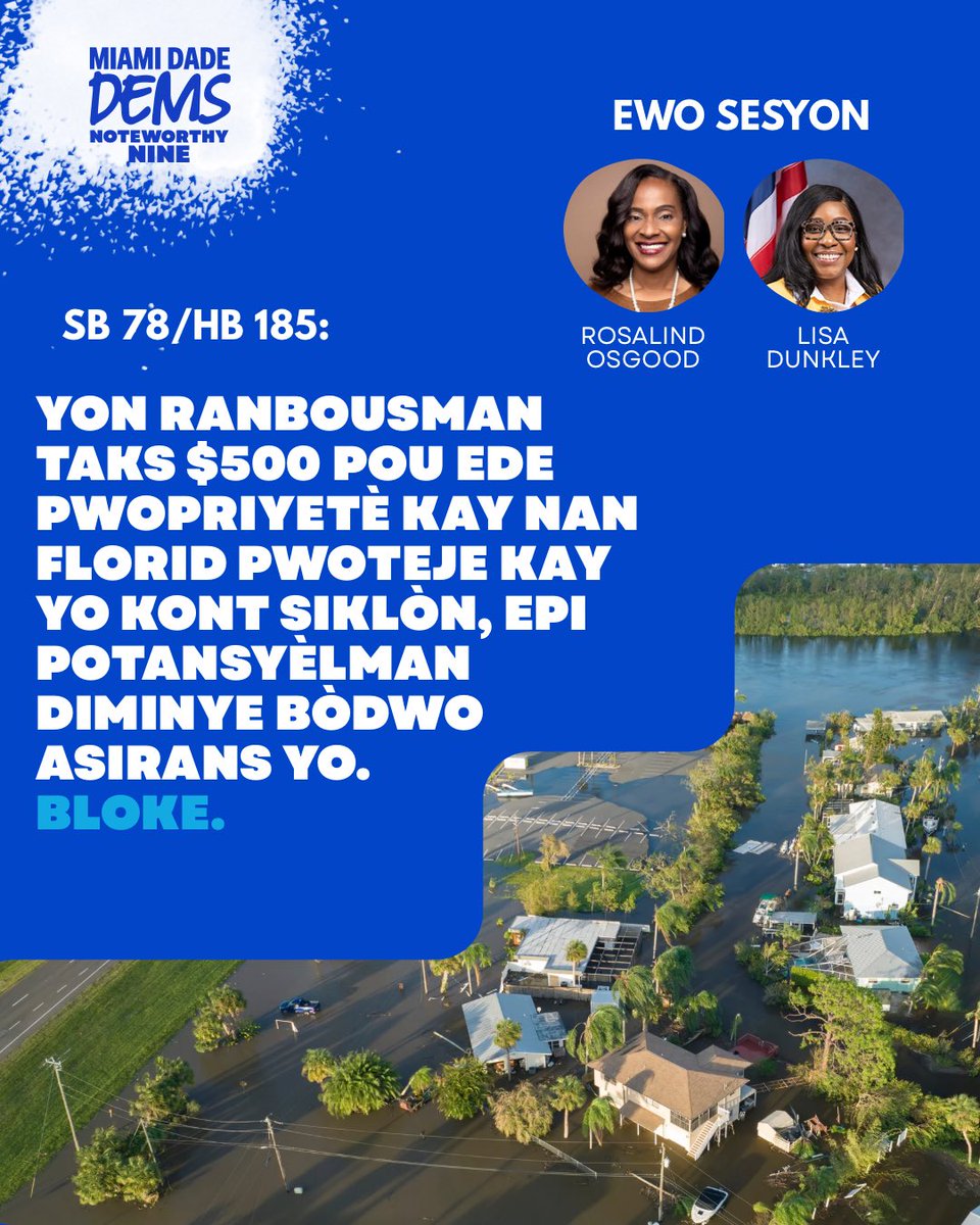 MiamiDadeDems's tweet image. SB 78/HB 185?

Blocked by Florida Republicans. 

Bloqueado por los republicanos de Florida.

Repibliken Florid yo bloke pwojè lwa a.

#fyp #florida #bluewave #elections