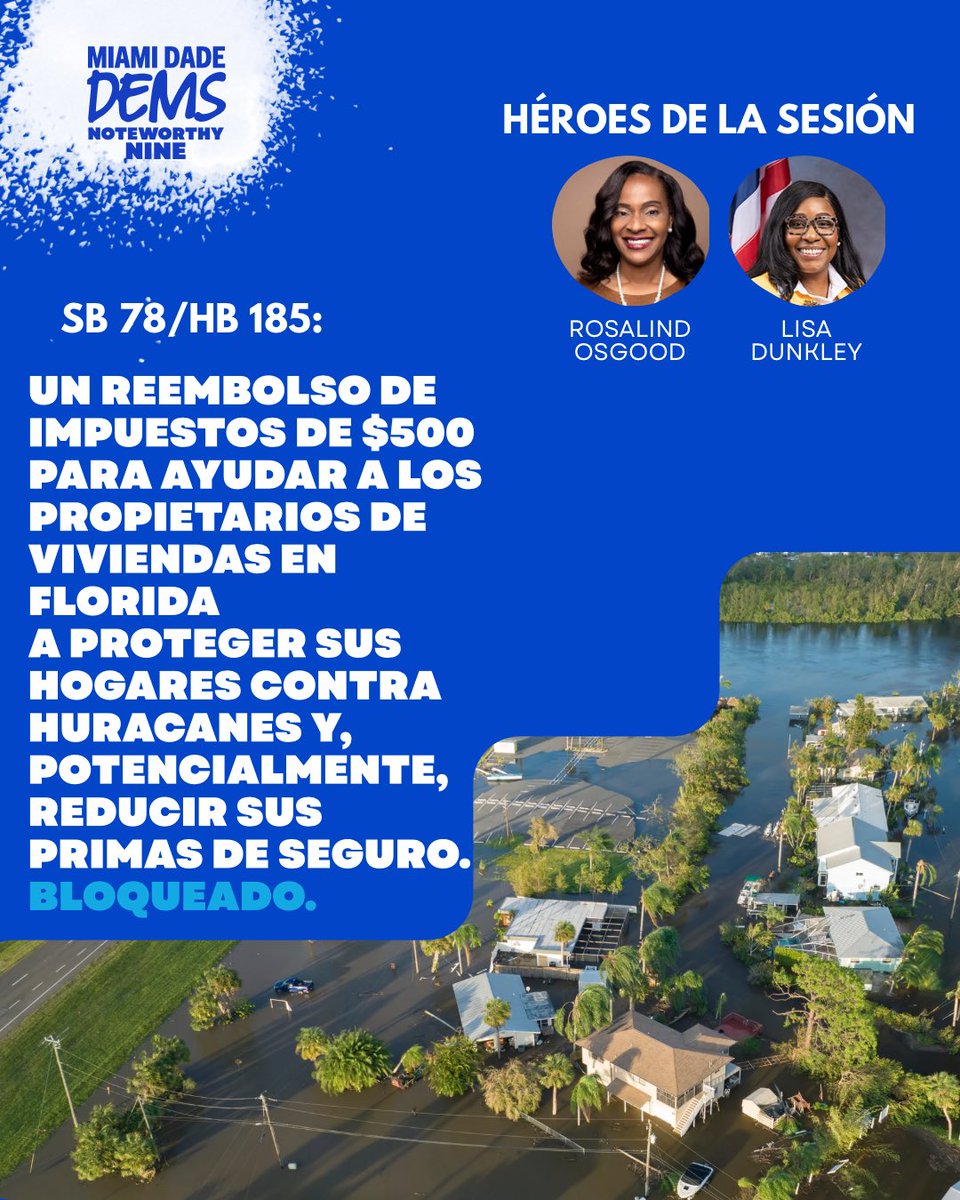 MiamiDadeDems's tweet image. SB 78/HB 185?

Blocked by Florida Republicans. 

Bloqueado por los republicanos de Florida.

Repibliken Florid yo bloke pwojè lwa a.

#fyp #florida #bluewave #elections