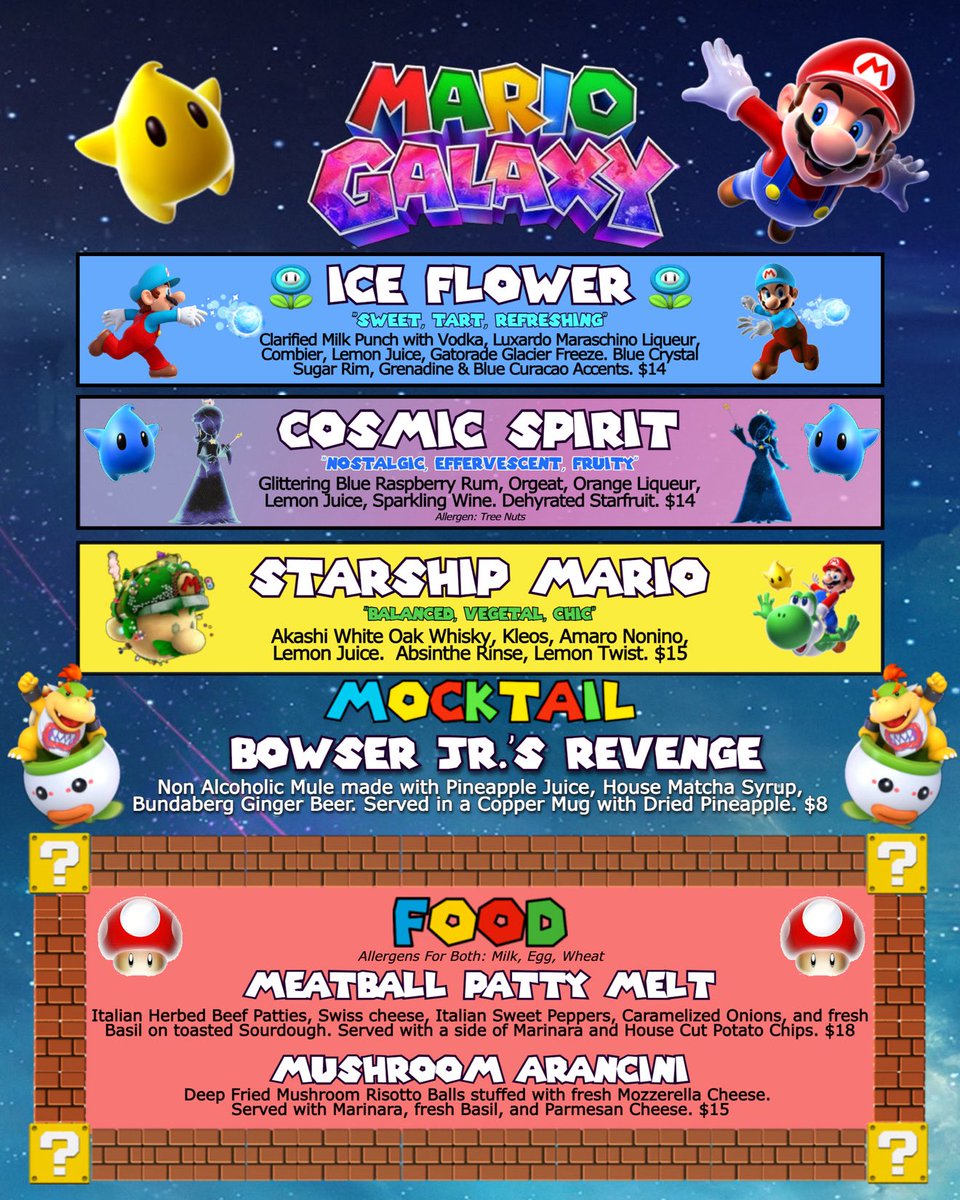 TheGuildhallBar's tweet photo. The Mario Galaxy drinks are here!!!⭐️
Be sure to try them asap, our themed drinks change monthly! https://t.co/DEEClf1aW1