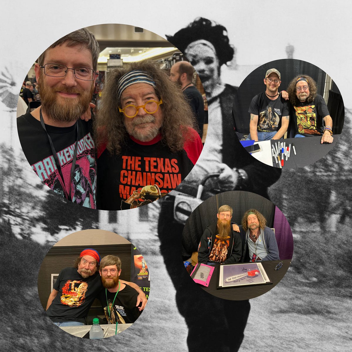 901comic's tweet photo. Love getting to see and chat with @ChainsawDugan AKA grandpa from ‘74 Texas Chainsaw Massacre! https://t.co/3XSjk9ABFF