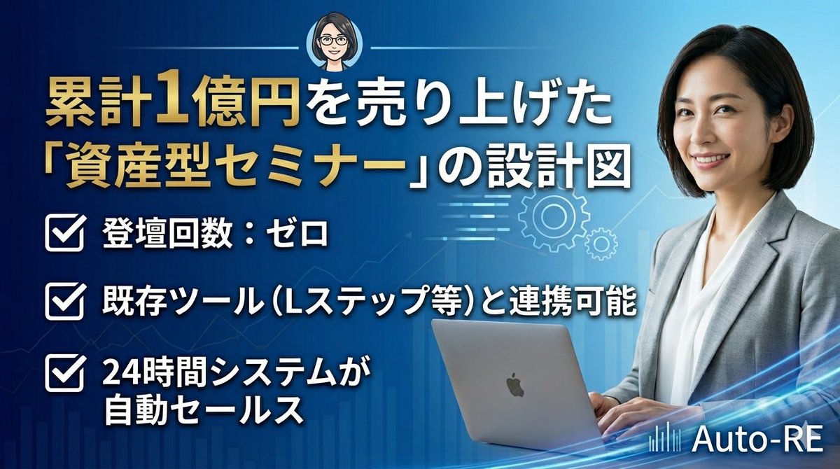 Haru_Auto_Re's tweet image. なぜ、あの人は毎日遊んでいるように見えて「1億」を稼げるのか？

その答えは、24時間止まらない「資産型セミナー」にあります。集客からWebセールス、決済までを完全オート化。

他ツールで失敗した方も、Auto-REの「圧倒的な視聴完了率」へのこだわりを見れば、納得するはず。
#UTAGE
#Lステップ