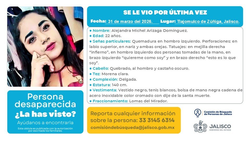 VMGlezR's tweet photo. Desaparece una joven en #Tlajomulco, #Jalisco (Lomas del Mirador). https://t.co/EhYHqIOzrg