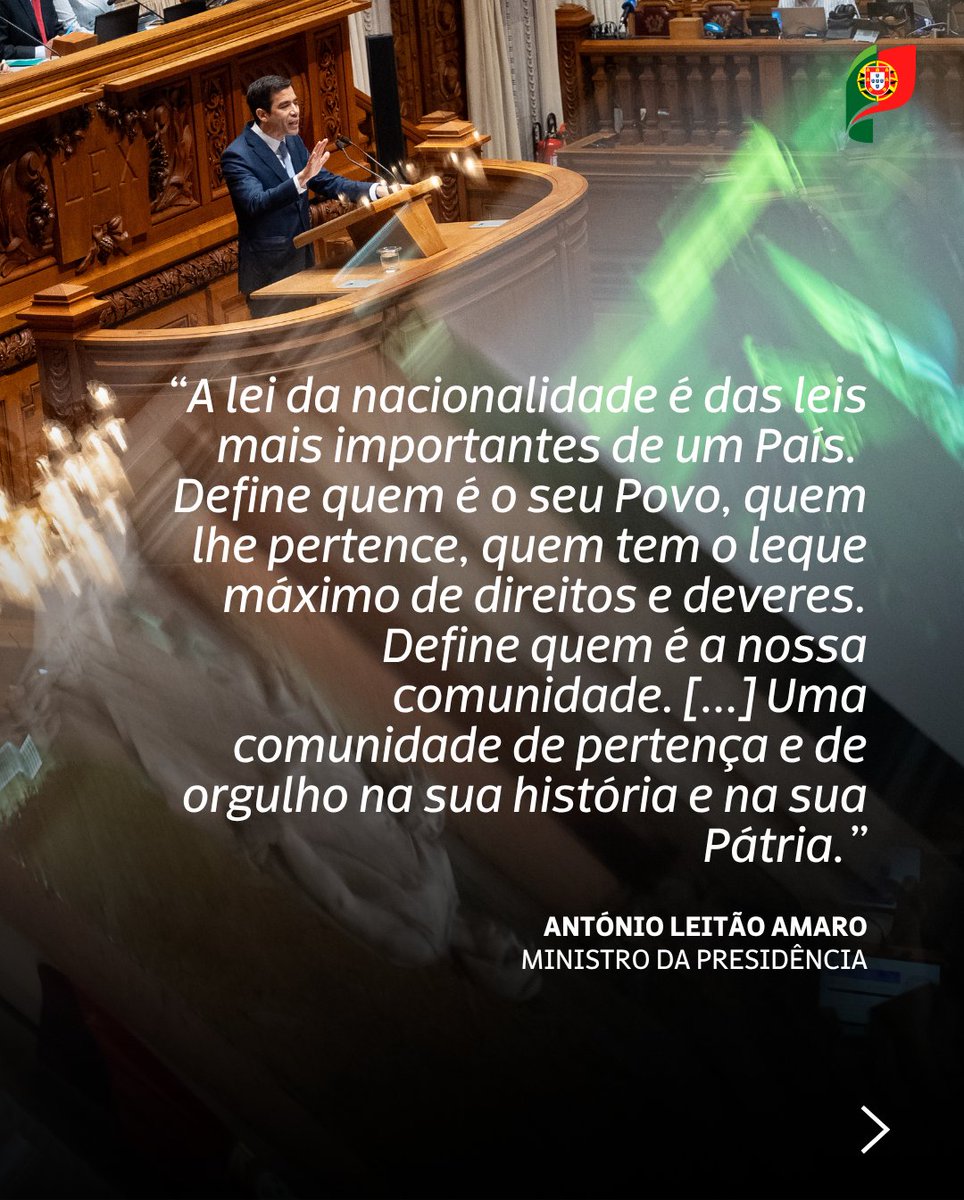 mpresidencia_pt's tweet image. 🇵🇹 A nova Lei da Nacionalidade foi aprovada pelo Parlamento.

Uma lei que mantém abertura, mas é mais exigente, reforçando a ligação efetiva à comunidade nacional.

Isto é reformar, por Portugal.

#GovernoXXV #Presidência #Imigração