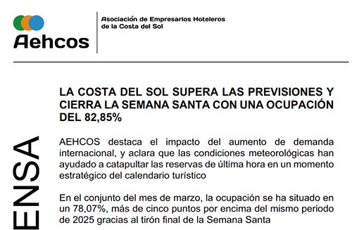 Una buena Semana Santa: un informe de la patronal hotelera de la Costa del Sol (AEHCOS) desmonta la manipulación política del PP, Junta de Andalucía y diario Sur con sus pérdidas seguras de 1.300 millones de euros
revistaelobservador.com/opinion/50-red…