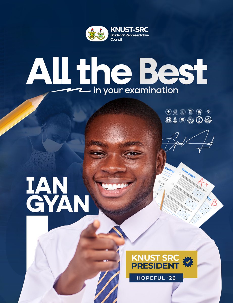 theiangyan's tweet photo. Good People of KNUST,
As we approach end of semester exams, I just want to say:
I'm proud of the effort you've put in so far!
You've studied, you've prepared, now it's time to show what you're made of.
You've got this! Let's make this happen!
#UMUSA
Change We Can Believe In✊ https://t.co/8ojkzKVse6