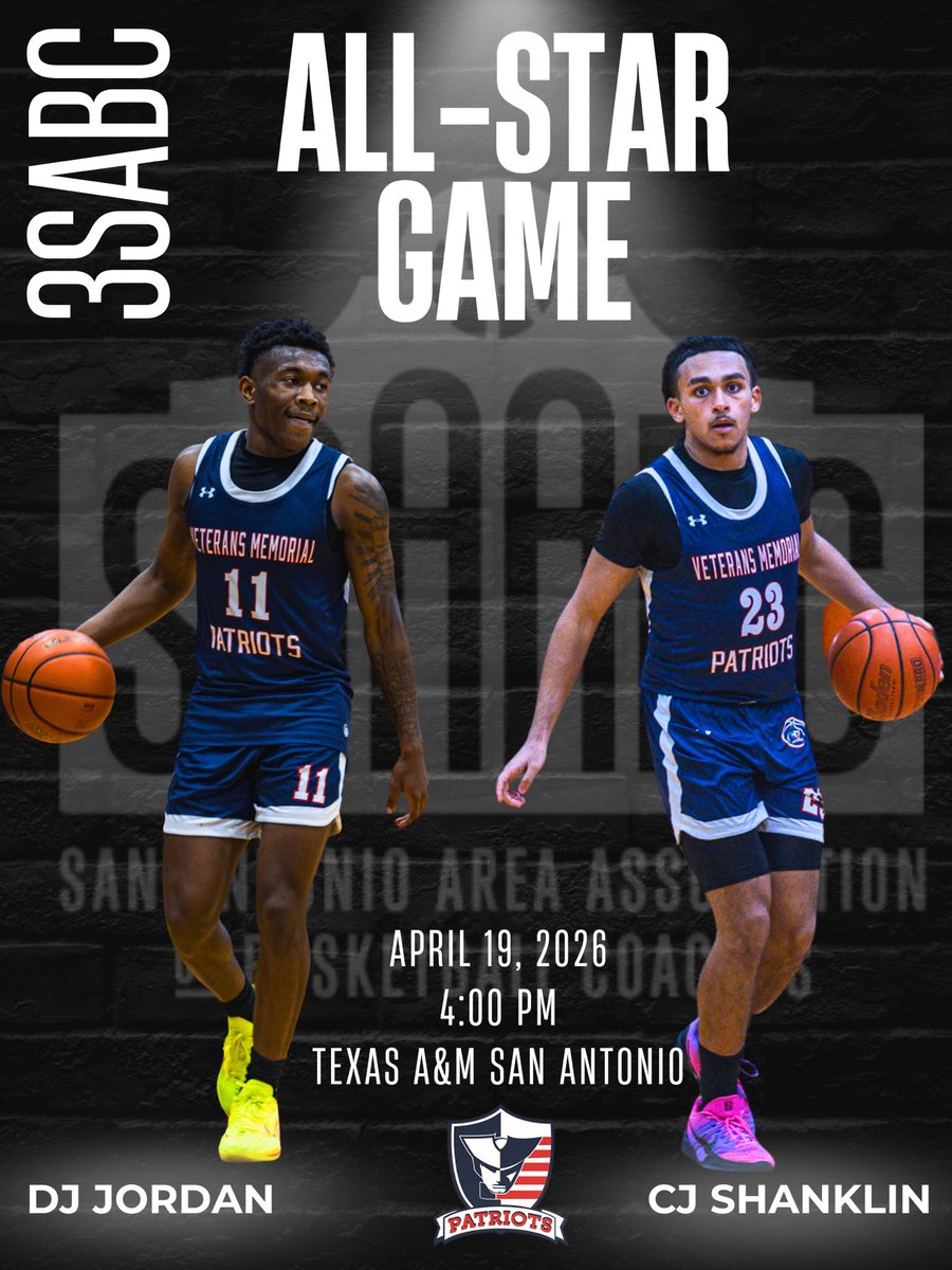 HoopsVmhs's tweet image. Congratulations to @DJjordantx and @cjshanklin on being selected to the  @S3AHoopsCoaches All-Star Basketball Game. #ACTS
@SAVeteransHS @JISD_ATHLETICS